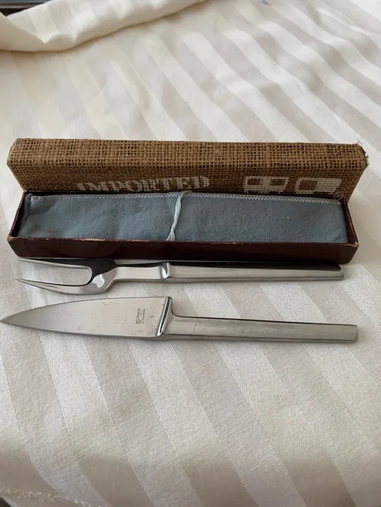 Vintage Stainless Steel Carving Fork and Knife Set - Picture 3 of 7